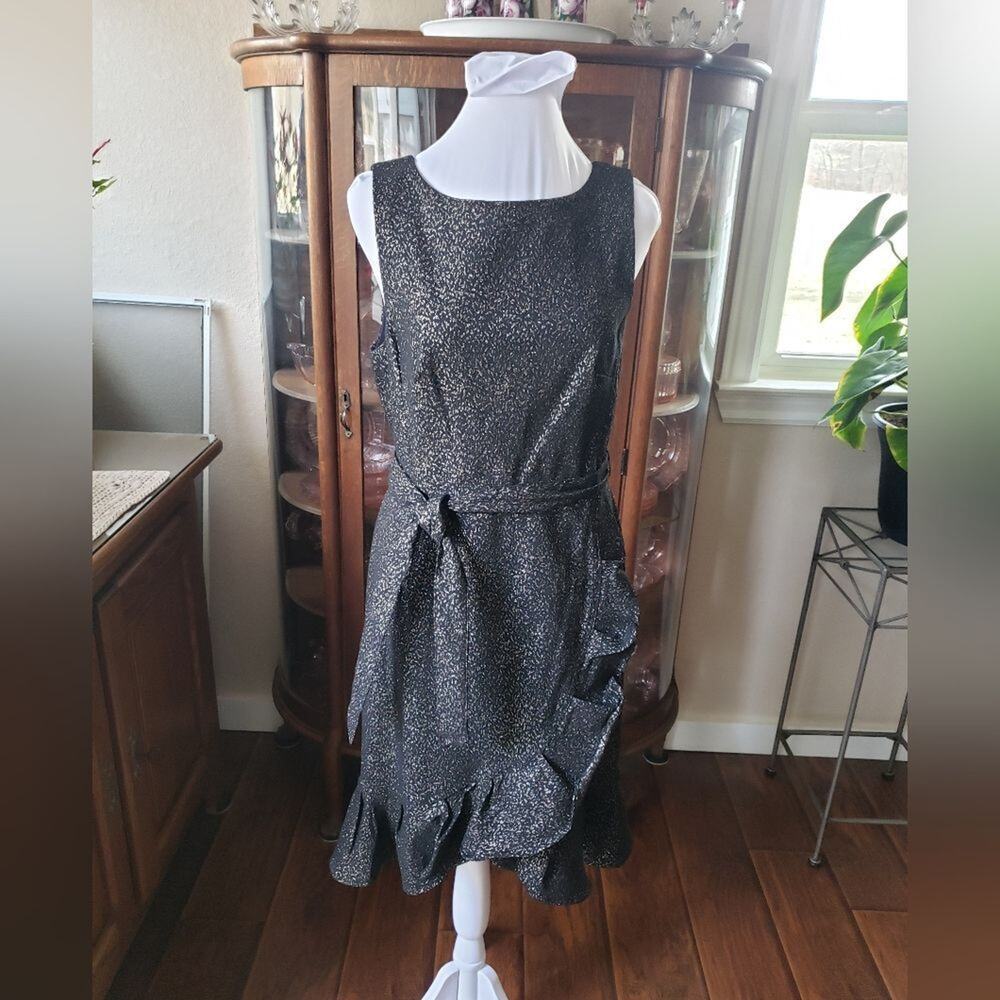 CALVIN Klein self belt, ruffle hem stretch short party prom dress new sz 10‎